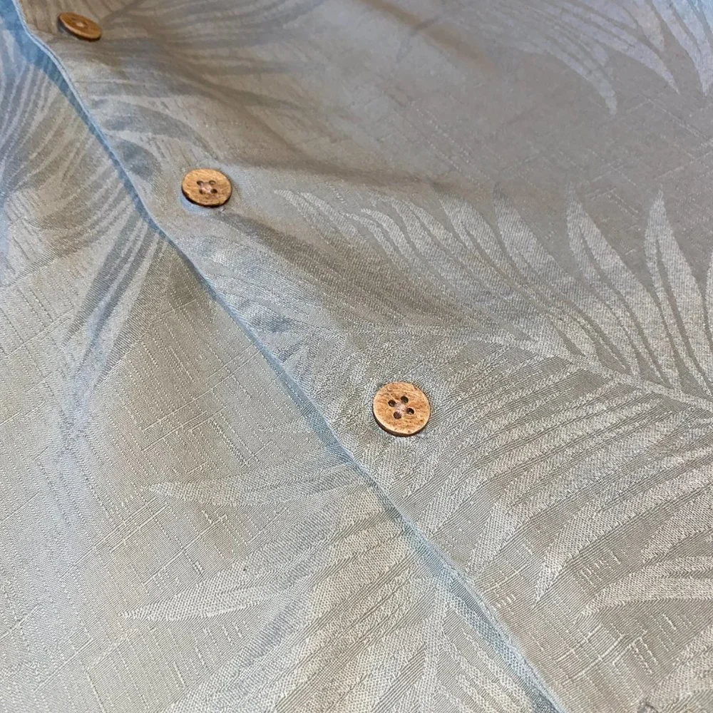 Jamaica Jaxx Green 100% Silk Button Down Hawaiian Shirt XL Cool Mint Green - Picture 4 of 7